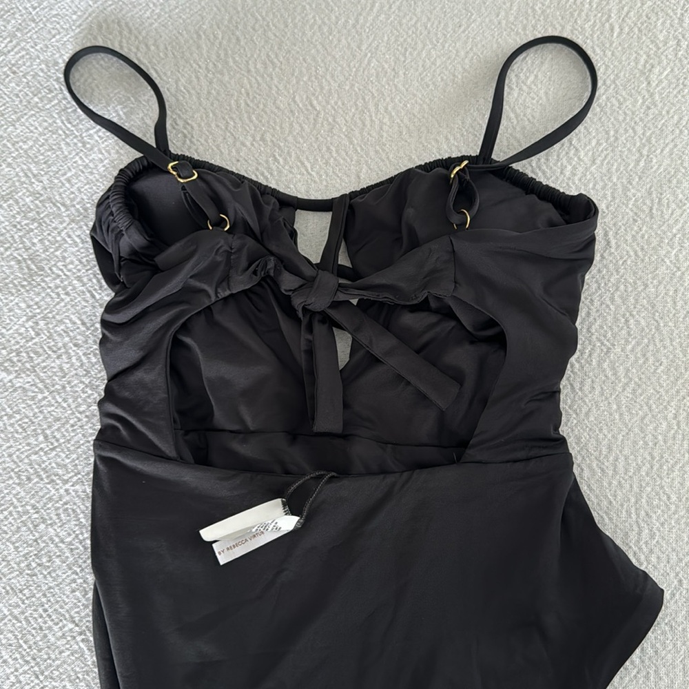 BECCA Color Code Shirred Front One Piece, Black, Small, $138 - Picture 11 of 12
